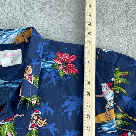 Hawaii Hangover Xmas Hawaiian Shirt Santa & Hula Dancers Navy Blue XL 4444 - Picture 6 of 9